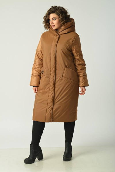 Пальто Диомант 1602 горчица - фото 4