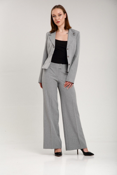 Костюм женский деловой брюки и жакет полуприлегающий Fortuna ШЖ 303 серый - фото 1