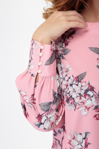 Блуза прямого силуэта с цветочным принтом, демисезон Anelli 730 сакура - фото 9