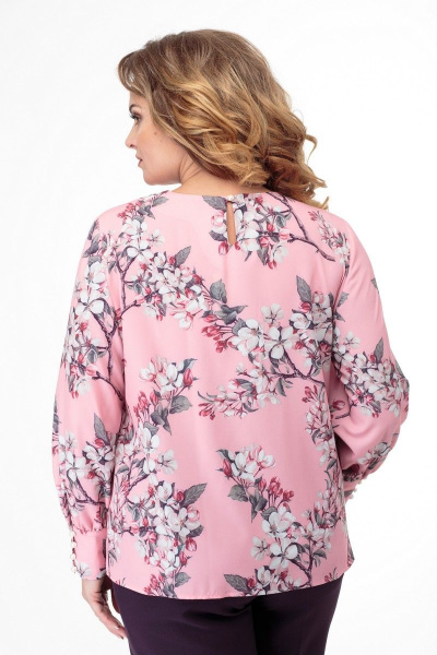 Блуза прямого силуэта с цветочным принтом, демисезон Anelli 730 сакура - фото 7