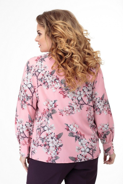 Блуза прямого силуэта с цветочным принтом, демисезон Anelli 730 сакура - фото 4