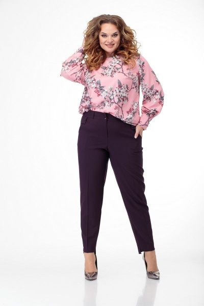 Блуза прямого силуэта с цветочным принтом, демисезон Anelli 730 сакура - фото 3