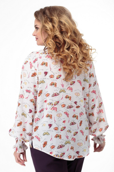 Блуза свободного силуэта с шнуровкой, демисезон Anelli 941 красные_бабочки - фото 6