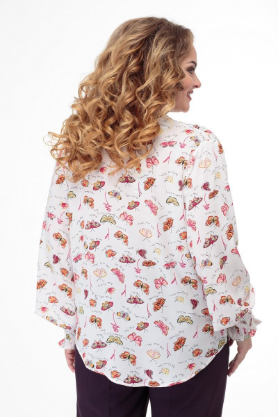 Блуза свободного силуэта с шнуровкой, демисезон Anelli 941 красные_бабочки - фото 5