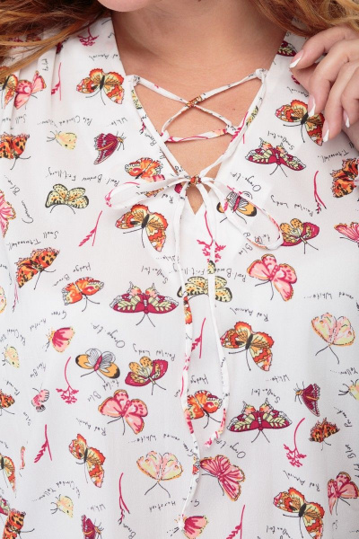 Блуза свободного силуэта с шнуровкой, демисезон Anelli 941 красные_бабочки - фото 2