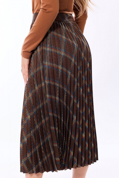 Демисезонная блуза и юбка плиссированные со складками Golden Valley 6679-1 коричневый - фото 3