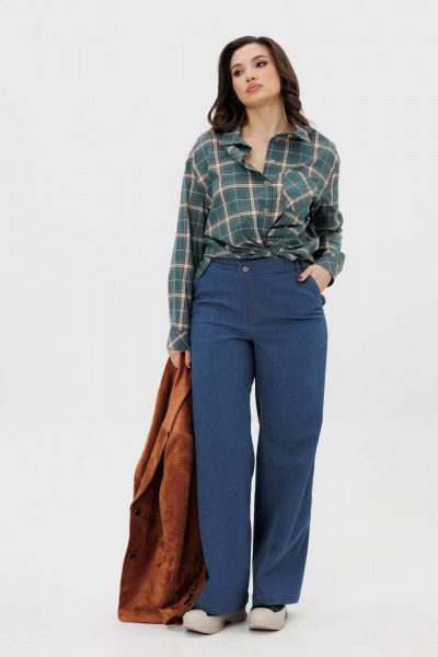 Демисезонные джинсы wide leg с расклешенными штанинами Fantazia Mod 5087 - фото 5