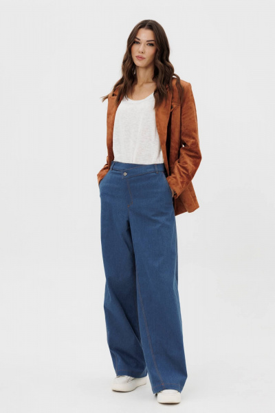 Демисезонные джинсы wide leg с расклешенными штанинами Fantazia Mod 5087 - фото 1