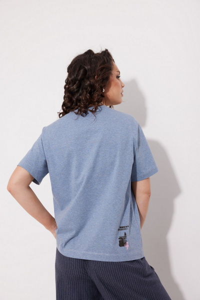 Круглогодичная футболка полуприлегающего силуэта из хлопка MG Wear 2261 синий_меланж - фото 2