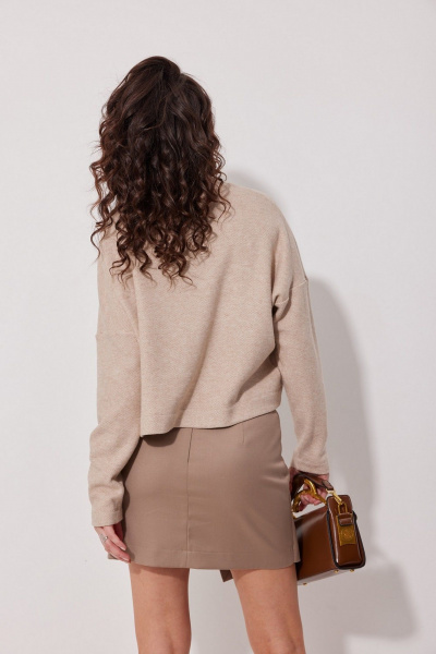 Юбка бежевый А-силуэт с запахом и подкладкой для офиса MG Wear 3106 бежевый - фото 7