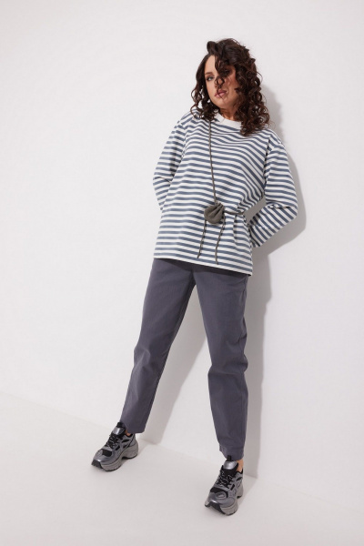 Брюки бананы зауженные к низу с лампасами MG Wear 4136 серый - фото 6