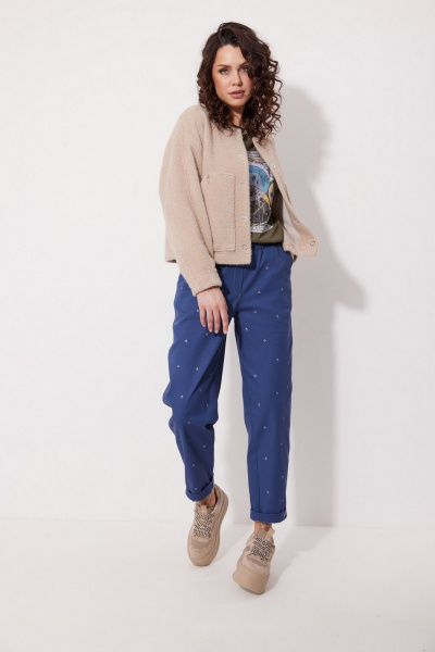 Модные брюки-бананы из джинса с карманами и подворотом MG Wear 4145 синий - фото 5