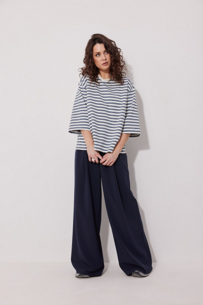 Синие брюки-карго из костюмной ткани с съемным элементом MG Wear 4147 синий - фото 9