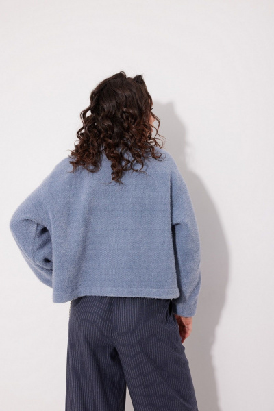 Брюки в расслабленном стиле из текстиля с эластаном и съемной цепочкой MG Wear 4148 синяя_полоска - фото 8