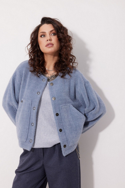 Брюки в расслабленном стиле из текстиля с эластаном и съемной цепочкой MG Wear 4148 синяя_полоска - фото 7