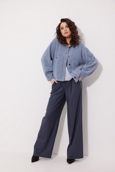 Брюки в расслабленном стиле из текстиля с эластаном и съемной цепочкой MG Wear 4148 синяя_полоска - фото 6