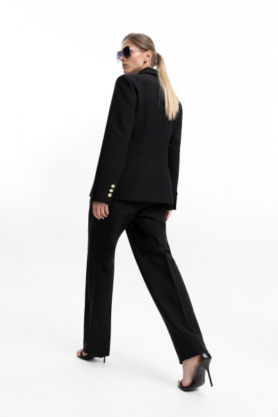 Черный костюм: брюки и жакет из текстиля с классическим силуэтом SILVERSPICE S-1529 черный - фото 6