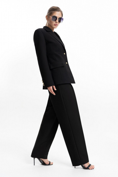 Черный костюм: брюки и жакет из текстиля с классическим силуэтом SILVERSPICE S-1529 черный - фото 5