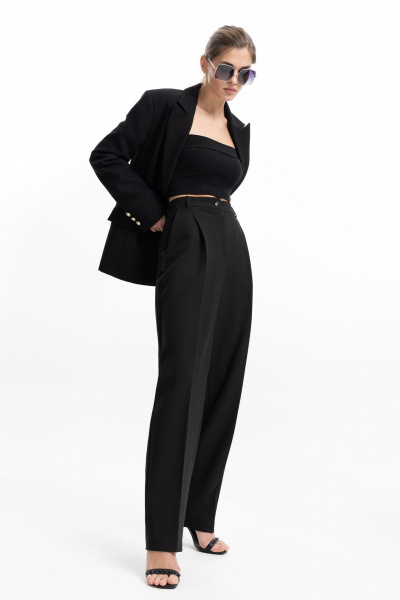 Черный костюм: брюки и жакет из текстиля с классическим силуэтом SILVERSPICE S-1529 черный - фото 3