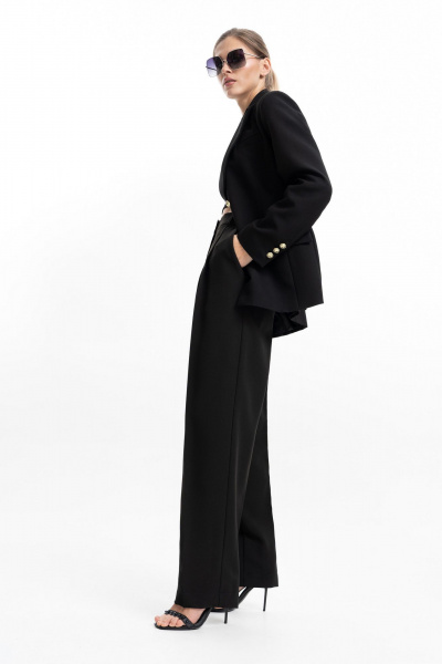 Черный костюм: брюки и жакет из текстиля с классическим силуэтом SILVERSPICE S-1529 черный - фото 2
