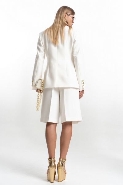 Демисезонный костюм женский жакет и шорты в стиле кэжуал SILVERSPICE S-1530 молоко - фото 10