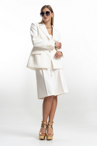 Демисезонный костюм женский жакет и шорты в стиле кэжуал SILVERSPICE S-1530 молоко - фото 1