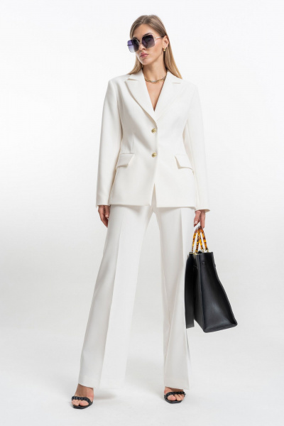 Жакет и платье молочного цвета с классическим силуэтом SILVERSPICE S-2528 молоко - фото 4