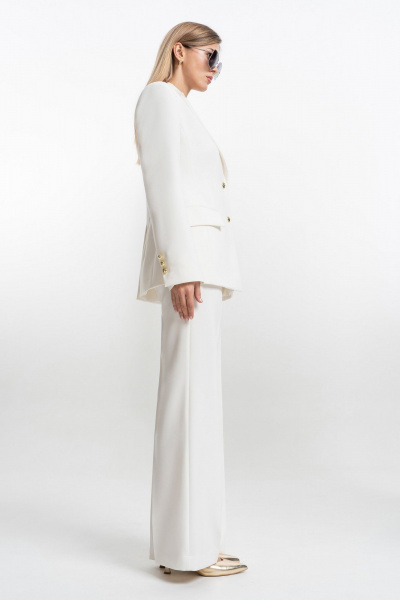 Жакет и платье молочного цвета с классическим силуэтом SILVERSPICE S-2528 молоко - фото 3