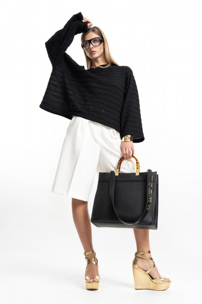 Шорты-бермуды свободного кройя с карманами и поясом SILVERSPICE S-3309-1 молоко - фото 6