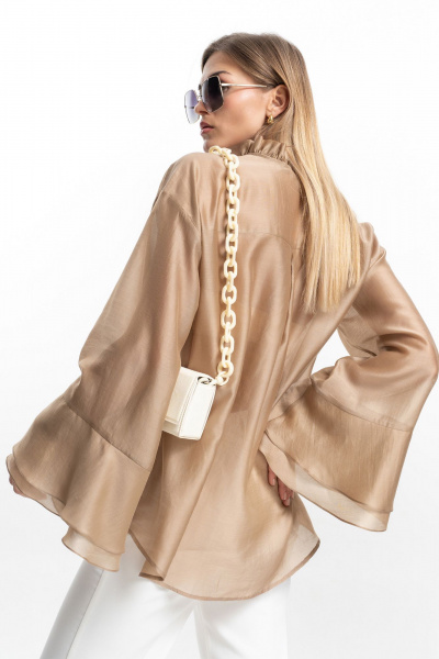 Блуза из легкого текстиля с рюшей и длинным рукавом SILVERSPICE S-7509 - фото 14