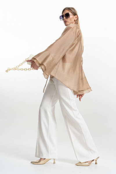 Блуза из легкого текстиля с рюшей и длинным рукавом SILVERSPICE S-7509 - фото 12