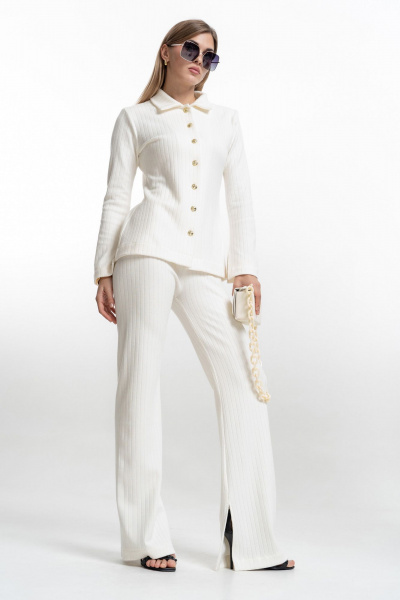 Деловой костюм из текстиля: жакет, юбка с шлицей, блуза из легкого текстиля SILVERSPICE S-8544 - фото 2