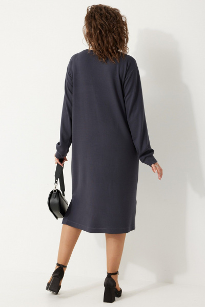 Платье из трикотажа с V-образным вырезом и металлизированной тесьмой BegiModa 1044 графит - фото 7
