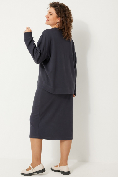Комплект из трикотажного свитшота и юбки с металлическими элементами BegiModa 3086 графит - фото 7