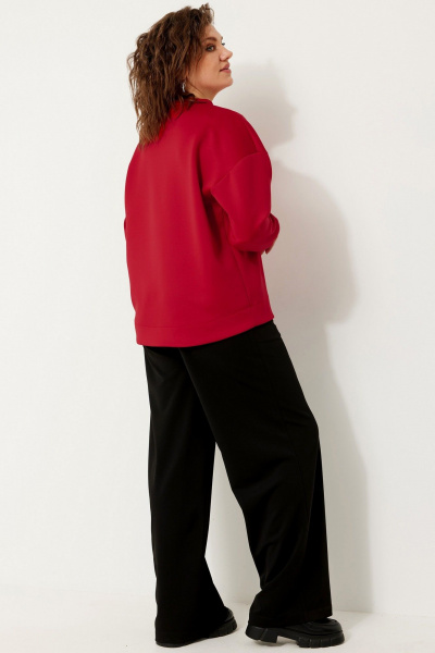 Свободный демисезонный свитшот из трикотажа для повседневных образов BegiModa 4116 алый - фото 8