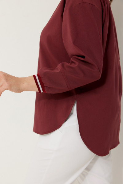 Спортивная трикотажная блуза с контрастными деталями для casual образа BegiModa 4121 бордо - фото 6