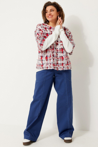 Широкие джинсовые брюки со стрейчем для комфортных повседневных образов BegiModa 6062 сапфир - фото 9