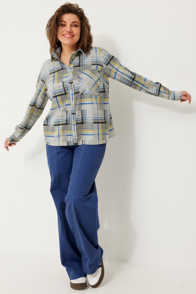 Широкие джинсовые брюки со стрейчем для комфортных повседневных образов BegiModa 6062 сапфир - фото 8