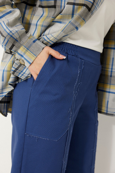 Широкие джинсовые брюки со стрейчем для комфортных повседневных образов BegiModa 6062 сапфир - фото 4