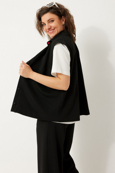Полуприлегающий жилет из струящейся ткани для многослойных образов BegiModa 7018 чёрный - фото 9