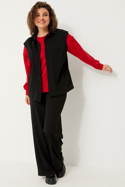 Полуприлегающий жилет из струящейся ткани для многослойных образов BegiModa 7018 чёрный - фото 6