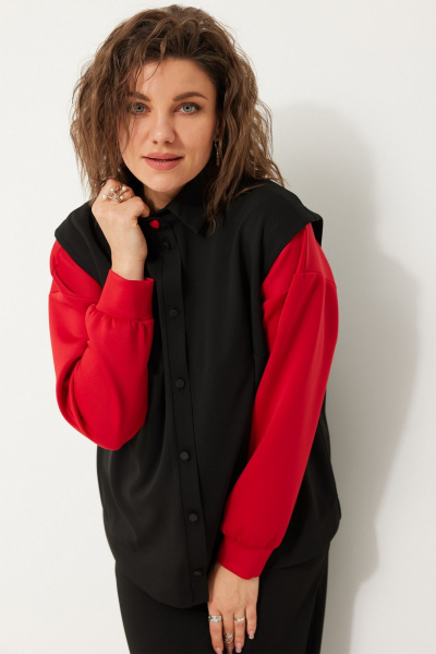 Полуприлегающий жилет из струящейся ткани для многослойных образов BegiModa 7018 чёрный - фото 2