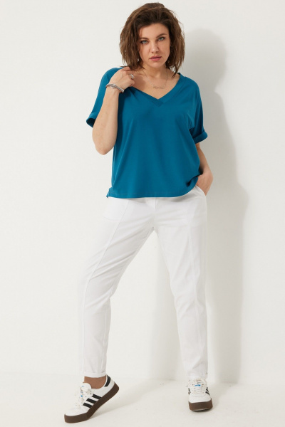 Блуза демисезонная трикотажная полуприлегающая BegiModa 4120 лазурный - фото 3