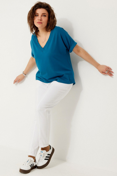 Блуза демисезонная трикотажная полуприлегающая BegiModa 4120 лазурный - фото 2