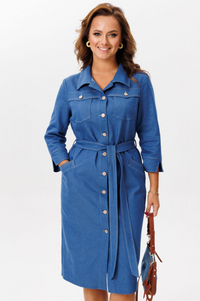 Джинсовое платье полуприлегающего силуэта с карманами Mubliz 220 джинс - фото 9