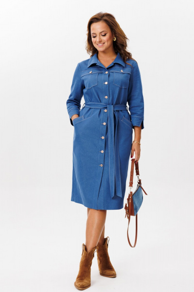 Джинсовое платье полуприлегающего силуэта с карманами Mubliz 220 джинс - фото 8