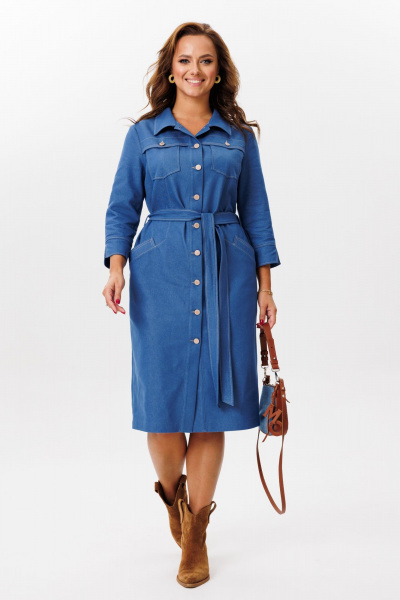 Джинсовое платье полуприлегающего силуэта с карманами Mubliz 220 джинс - фото 6