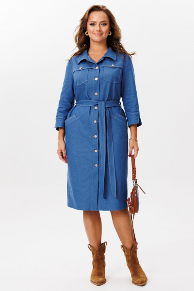 Джинсовое платье полуприлегающего силуэта с карманами Mubliz 220 джинс - фото 1