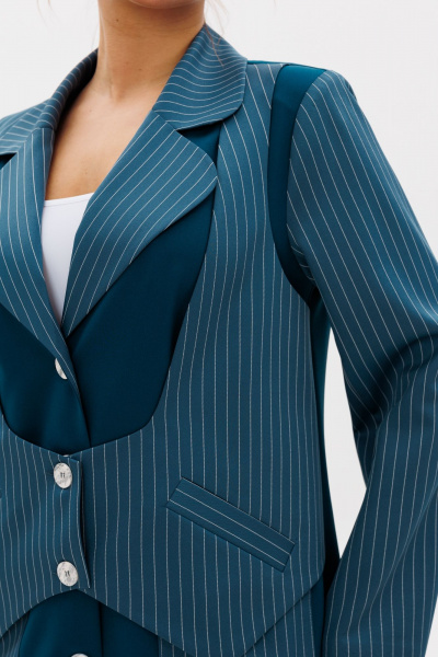 Костюм с жакетом и брюками из тянущейся костюмной ткани Mubliz 237 морская_волна - фото 14