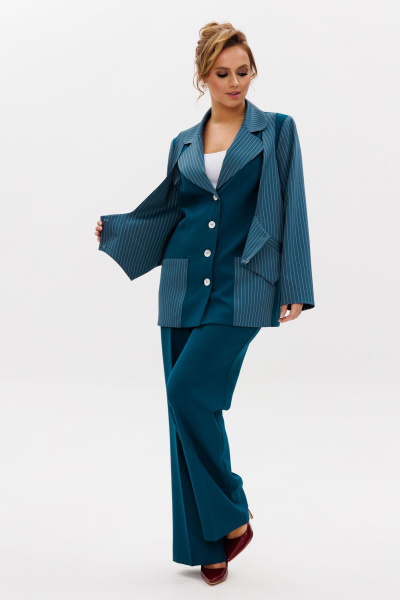 Костюм с жакетом и брюками из тянущейся костюмной ткани Mubliz 237 морская_волна - фото 5